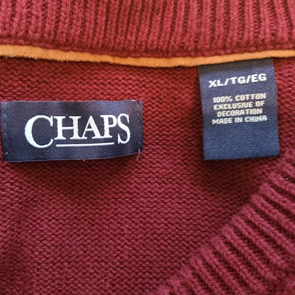 Chaps Men's Classic Long Sleeve Sweater with elbow patches,  Size: XL Color: Red - Picture 9 of 16